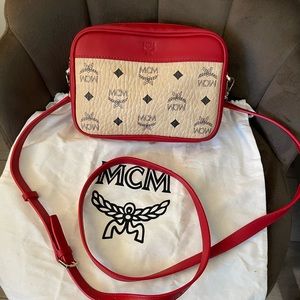 RARE red and white MCM crossbody bag